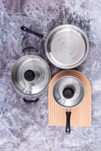 stainless steel cookware three piece set with bakelite handles