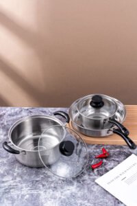 stainless steel cookware three piece set with bakelite handles