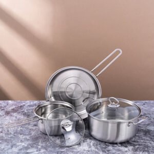 stainless steel cookware three piece set with stainless steel handle