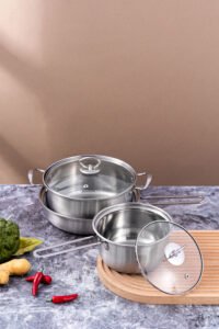 stainless steel cookware three piece set with stainless steel handle