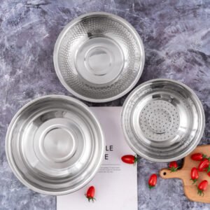 stainless steel rice sieve three piece set